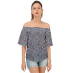 Blue Black Snake Pattern Off Shoulder Short Sleeve Top
