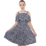 Blue Black Snake Pattern Cut Out Shoulders Dress