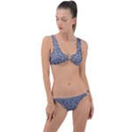 Blue Black Snake Pattern Ring Detail Crop Bikini Set