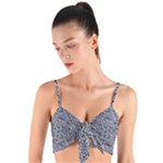 Blue Black Snake Pattern Woven Tie Front Bralet
