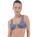 Blue Black Snake Pattern Ring Detail Bikini Top