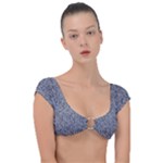 Blue Black Snake Pattern Cap Sleeve Ring Bikini Top