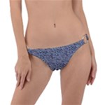 Blue Black Snake Pattern Ring Detail Bikini Bottoms