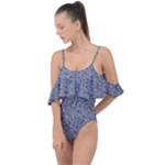 Blue Black Snake Pattern Drape Piece Swimsuit