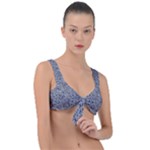 Blue Black Snake Pattern Front Tie Bikini Top