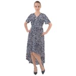 Blue Black Snake Pattern Front Wrap High Low Dress