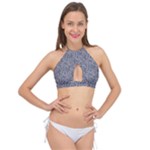 Blue Black Snake Pattern Cross Front Halter Bikini Top
