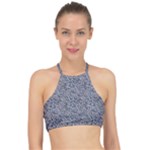 Blue Black Snake Pattern Halter Bikini Top