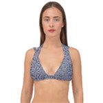 Blue Black Snake Pattern Double Strap Halter Bikini Top