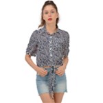 Blue Black Snake Pattern Tie Front Shirt 