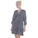 Blue Black Snake Pattern Open Neck Shift Dress