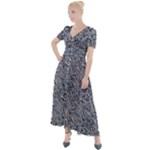 Blue Black Snake Pattern Button Up Short Sleeve Maxi Dress