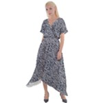 Blue Black Snake Pattern Cross Front Sharkbite Hem Maxi Dress
