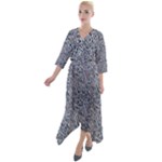 Blue Black Snake Pattern Quarter Sleeve Wrap Front Maxi Dress