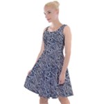 Blue Black Snake Pattern Knee Length Skater Dress