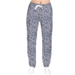 Blue Black Snake Pattern Women Velvet Drawstring Pants