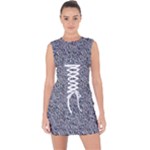 Blue Black Snake Pattern Lace Up Front Bodycon Dress