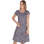 Blue Black Snake Pattern Classic Short Sleeve Dress