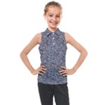 Blue Black Snake Pattern Kids  Sleeveless Polo T-Shirt