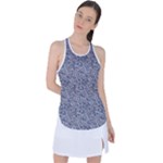 Blue Black Snake Pattern Racer Back Mesh Tank Top