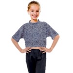 Blue Black Snake Pattern Kids Mock Neck T-Shirt