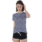 Blue Black Snake Pattern Short Sleeve Open Back T-Shirt