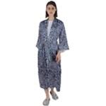 Blue Black Snake Pattern Maxi Satin Kimono