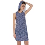 Blue Black Snake Pattern Racer Back Hoodie Dress
