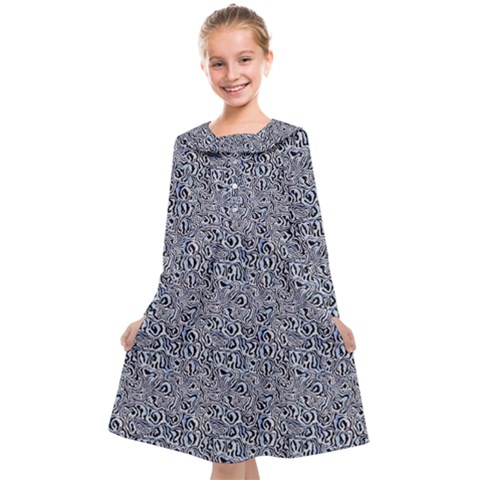 Blue Black Snake Pattern Kids  Midi Sailor Dress from ArtsNow.com