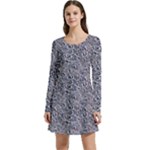 Blue Black Snake Pattern Long Sleeve Velour Skater Dress