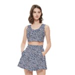 Blue Black Snake Pattern Women s Crop Top Pleated Skater Rave Skirt