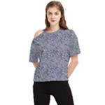 Blue Black Snake Pattern One Shoulder Cut Out T-Shirt