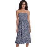 Blue Black Snake Pattern Knee-Length Strapless Bra Top Dress