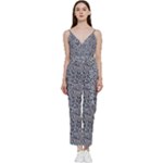 Blue Black Snake Pattern V-Neck Camisole Jumpsuit