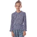 Blue Black Snake Pattern Kids  Frill Detail T-Shirt