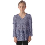 Blue Black Snake Pattern Kids  V Neck Casual Top