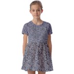 Blue Black Snake Pattern Kids  Short Sleeve Pinafore Style Dress