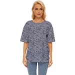 Blue Black Snake Pattern Oversized Basic T-Shirt