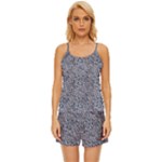Blue Black Snake Pattern Satin Pajama Short Set