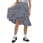 Blue Black Snake Pattern Kids  Ruffle Flared Wrap Midi Skirt