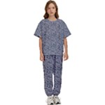 Blue Black Snake Pattern Kids  T-Shirt and Pants Sports Set