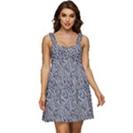 Blue Black Snake Pattern Ruffle Strap Babydoll Chiffon Dress
