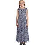 Blue Black Snake Pattern Kids  Satin Sleeveless Maxi Dress
