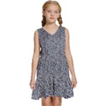 Blue Black Snake Pattern Kids  Sleeveless Tiered Mini Dress