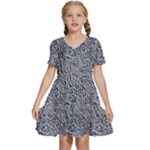 Blue Black Snake Pattern Kids  Short Sleeve Tiered Mini Dress