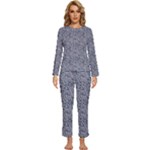 Blue Black Snake Pattern Womens  Long Sleeve Lightweight Pajamas Set