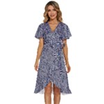 Blue Black Snake Pattern Women s Kimono Wrap Satin Dress