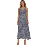 Blue Black Snake Pattern V-Neck Sleeveless Wide Leg Pants Overalls