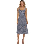 Blue Black Snake Pattern Women s Sleeveless Corset Midi Dress