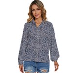 Blue Black Snake Pattern Women s Long Sleeve Button Up Shirt